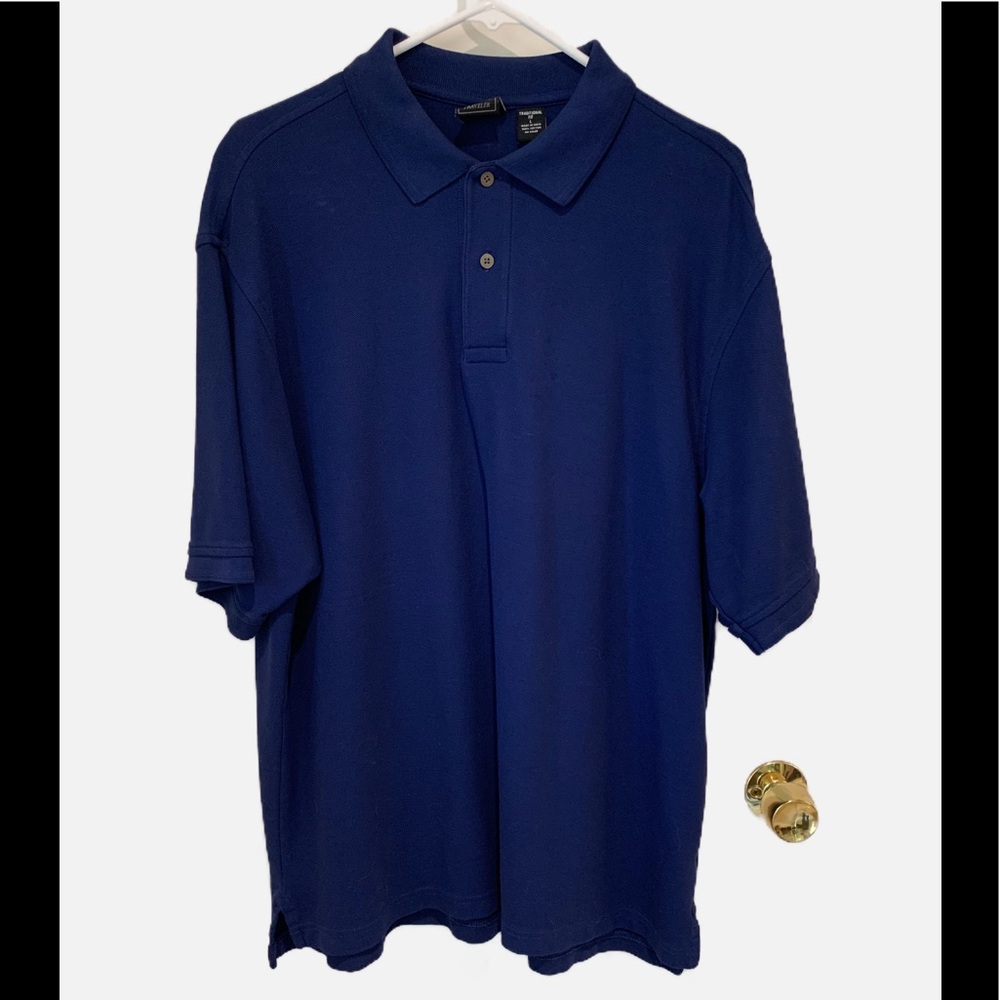 Jos. A. Bank Polo shirt. Dark Blue.  Style-Traveler.  Size large,  Pre-owned.